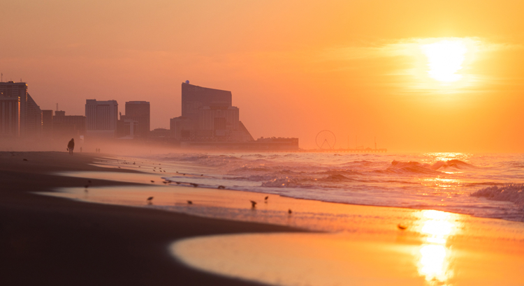 USA Atlantic City Strand in Morgensonne Foto Tour AC